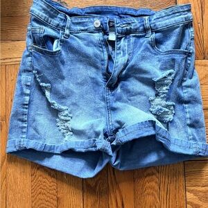 SHEIN Light Blue Distressed Jean Shorts